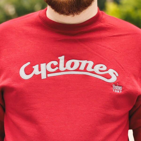 Champion® Cyclones Script Cardinal Crewneck
